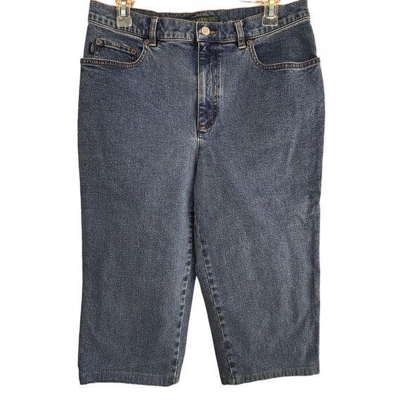 Lauren Jeans Co. Ralph Lauren Capri Jeans Womens Sz 8 Blue Denim Hi Rise Stretch - Picture 1 of 12
